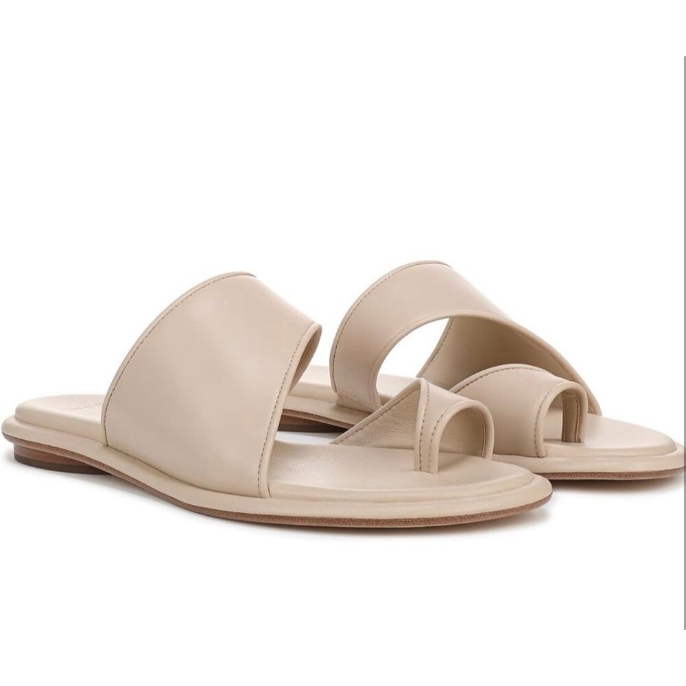 Vince Women's Lukas birchsand leather Slide Sandals size 8